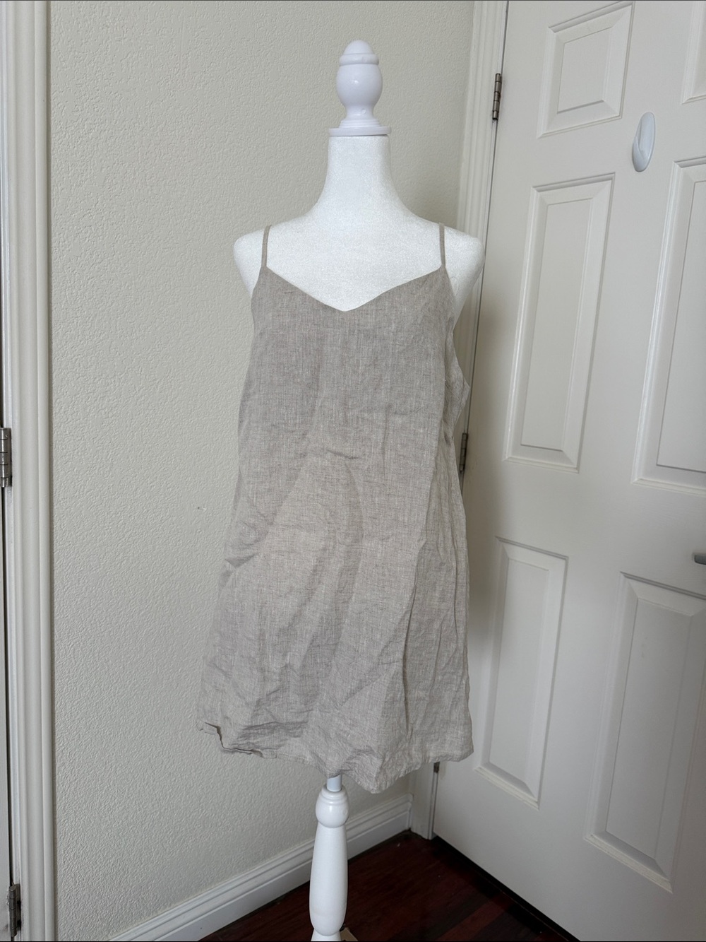 Linen Slip Dress in Natural Beige